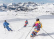 Skiers navigating the slopes at Banff.
